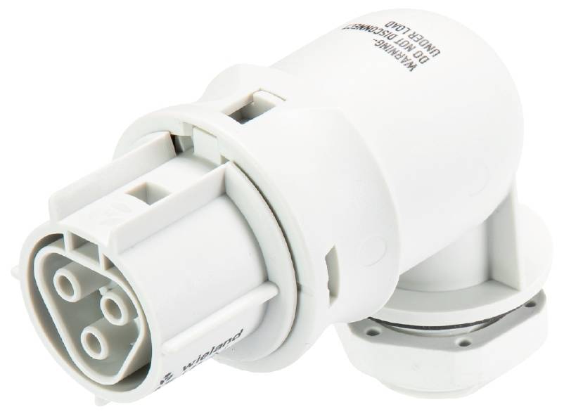 Connecteur Wieland pour utilisation dans des branchements électriques, blanc, design cylindrique avec plusieurs contacts de connexion.