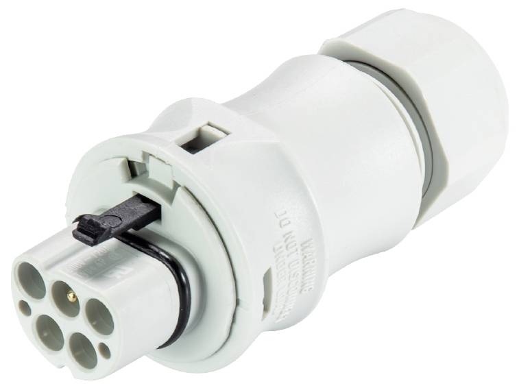 Un adaptateur électrique blanc avec plusieurs prises.