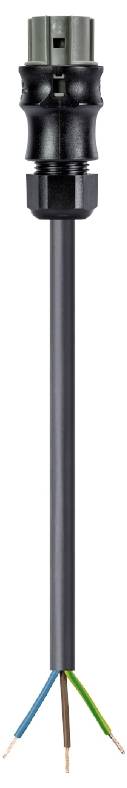 Un connecteur noir avec trois fils individuels de différentes couleurs dépassant en bas. Utilisé pour les connexions électriques.
