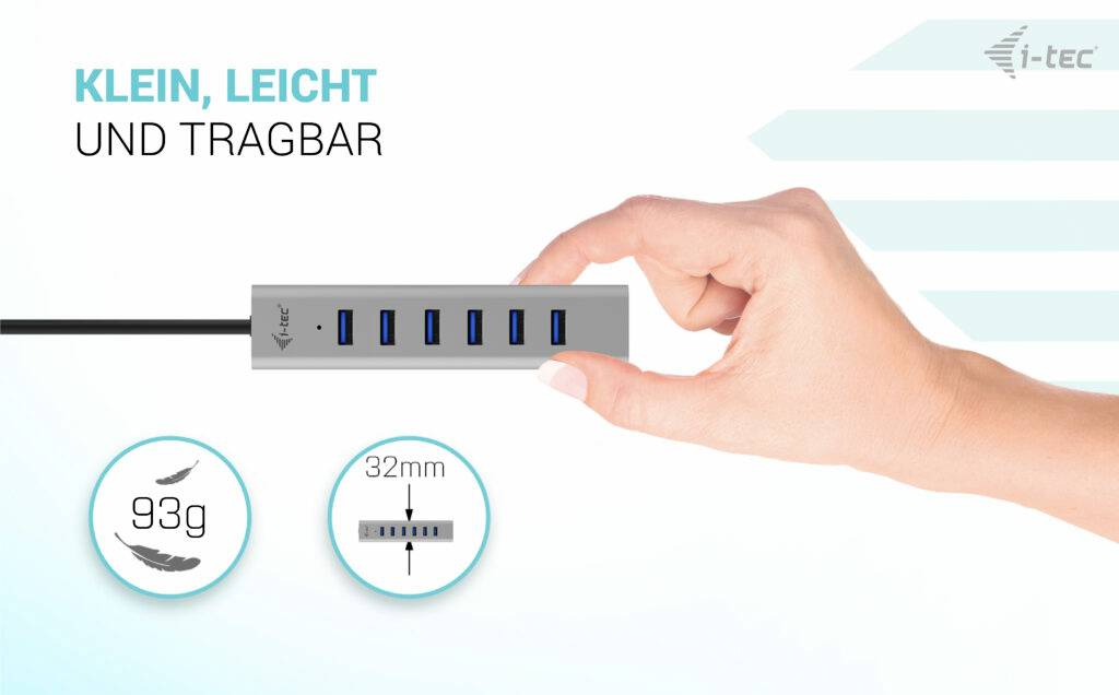 Hub USB combi i-tec I-TEC USB-C Charging Metal HUB 7 Port gris