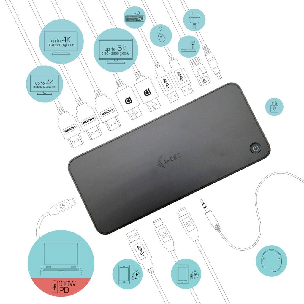 i-tec Station d'accueil USB-C® I-TEC USB 3.0/USB-C/Thunderbolt 3x 4K DS