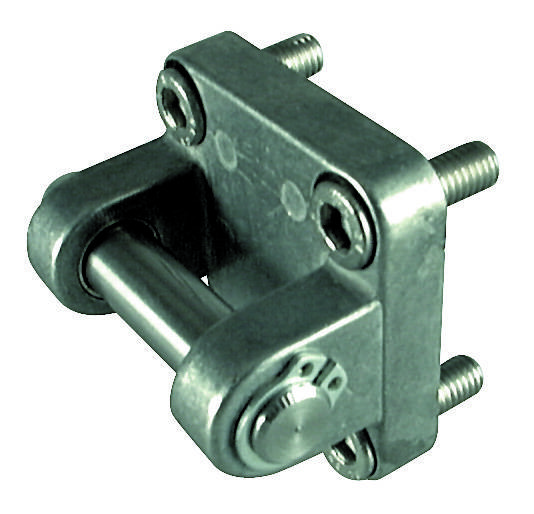 Une charnière de palier métallique avec quatre vis et une articulation cylindrique. Principalement utilisée dans les machines et les appareils.
