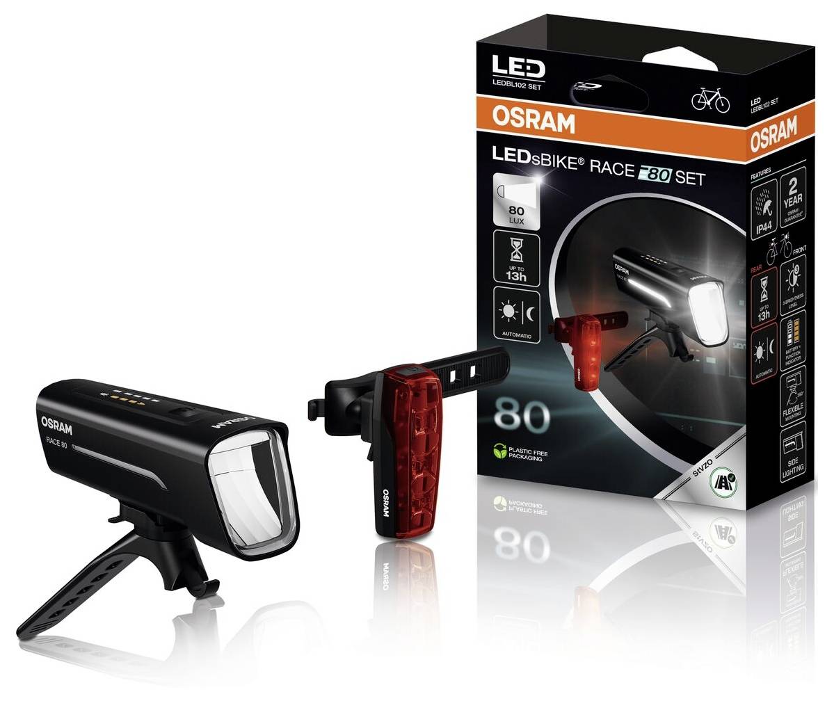 Osram Automotive Kit d'éclairage de vélo RACE 80 SET LED à batterie noir