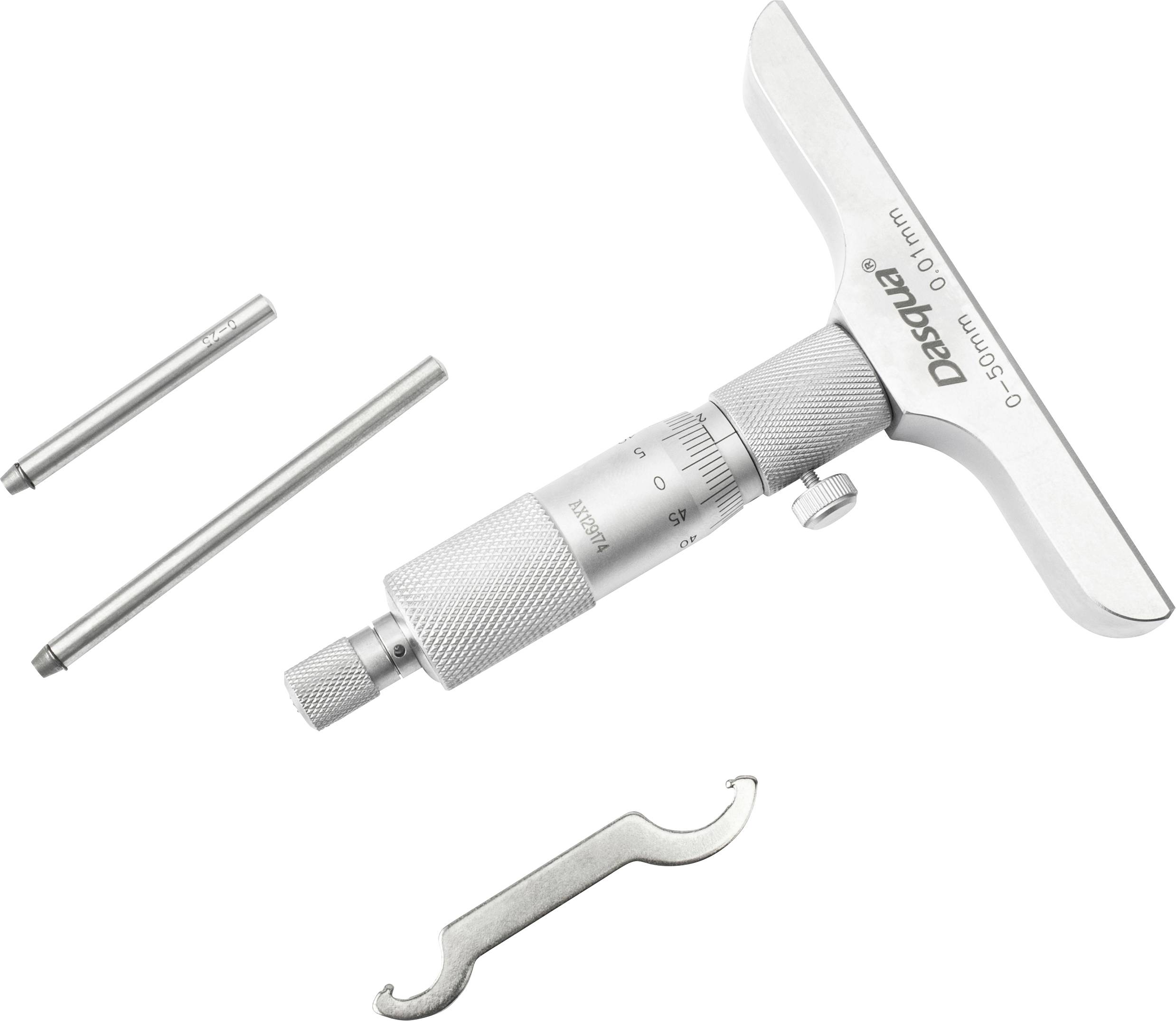 Dasqua 4611-8110 Micromètre de profondeur avec mesure de contrôle 0 - 50 mm DIN 863