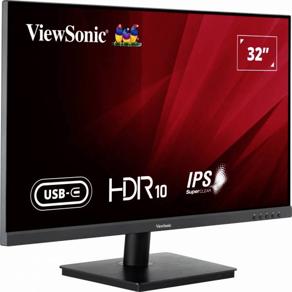 'Moniteur ViewSonic de 32 pouces avec USB-C, HDR10 et technologie IPS, cadre noir, adapté pour le traitement professionnel d'images.'