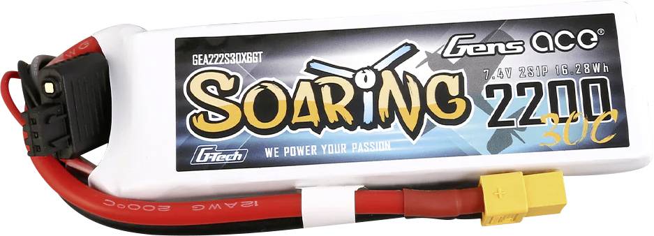Batterie Gens ACE, Modèle 'Soaring 2200', 11,1V, 25C, 16,28Wh, pour modélisme RC. Livrée avec connecteur XT60.