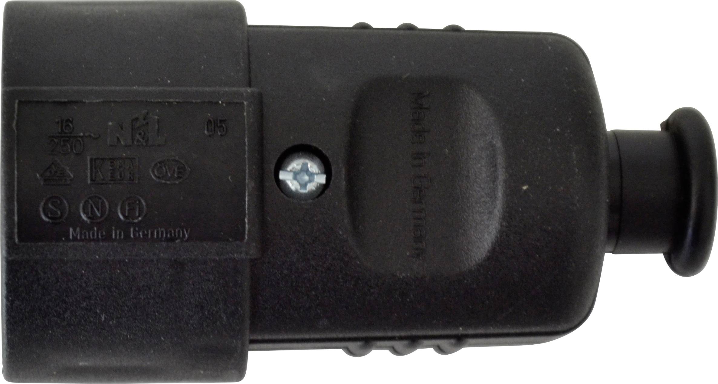 N & L 17275 Fiche électrique femelle avec terre plastique 230 V noir
