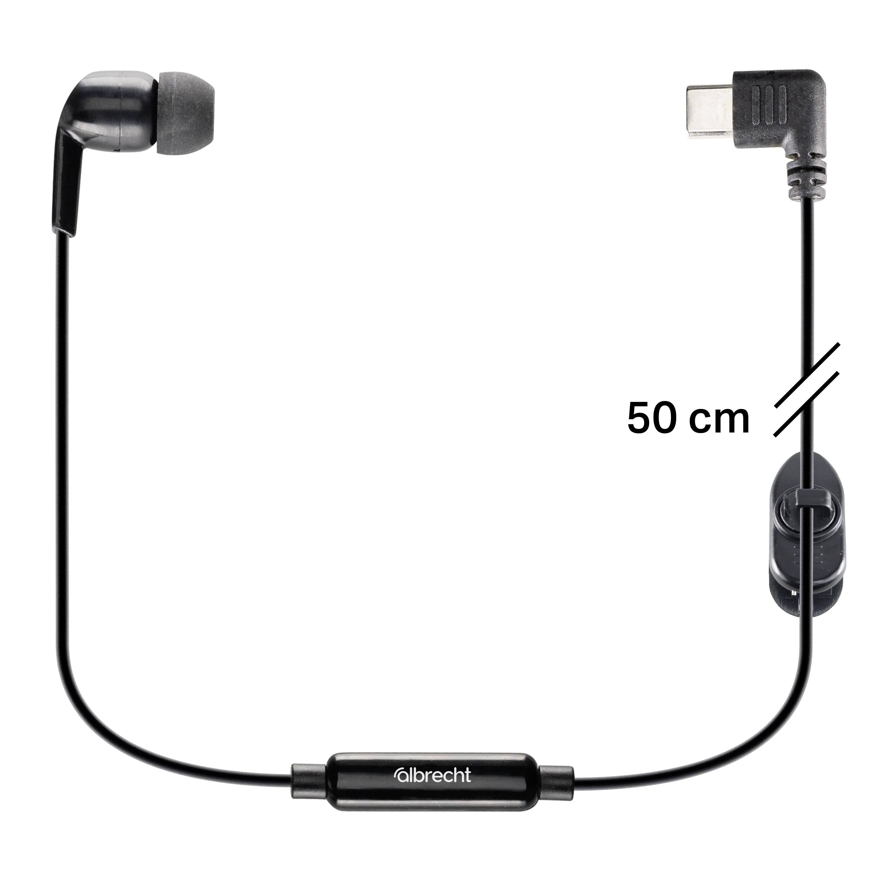 Écouteurs intra-auriculaires noirs avec connexion USB-C et câble de 50 cm