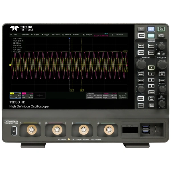 Oscilloscope numérique Teledyne LeCroy T3DSO3104HD PROMO1 1 GHz 4 canaux 4 Géch/s 400 Mpts 12 bits Oscilloscope numérique Teledyne LeCroy T3DSO3104HD PROMO1 1 GHz 4 canaux 4 Géch/s 400 Mpts 12 bits