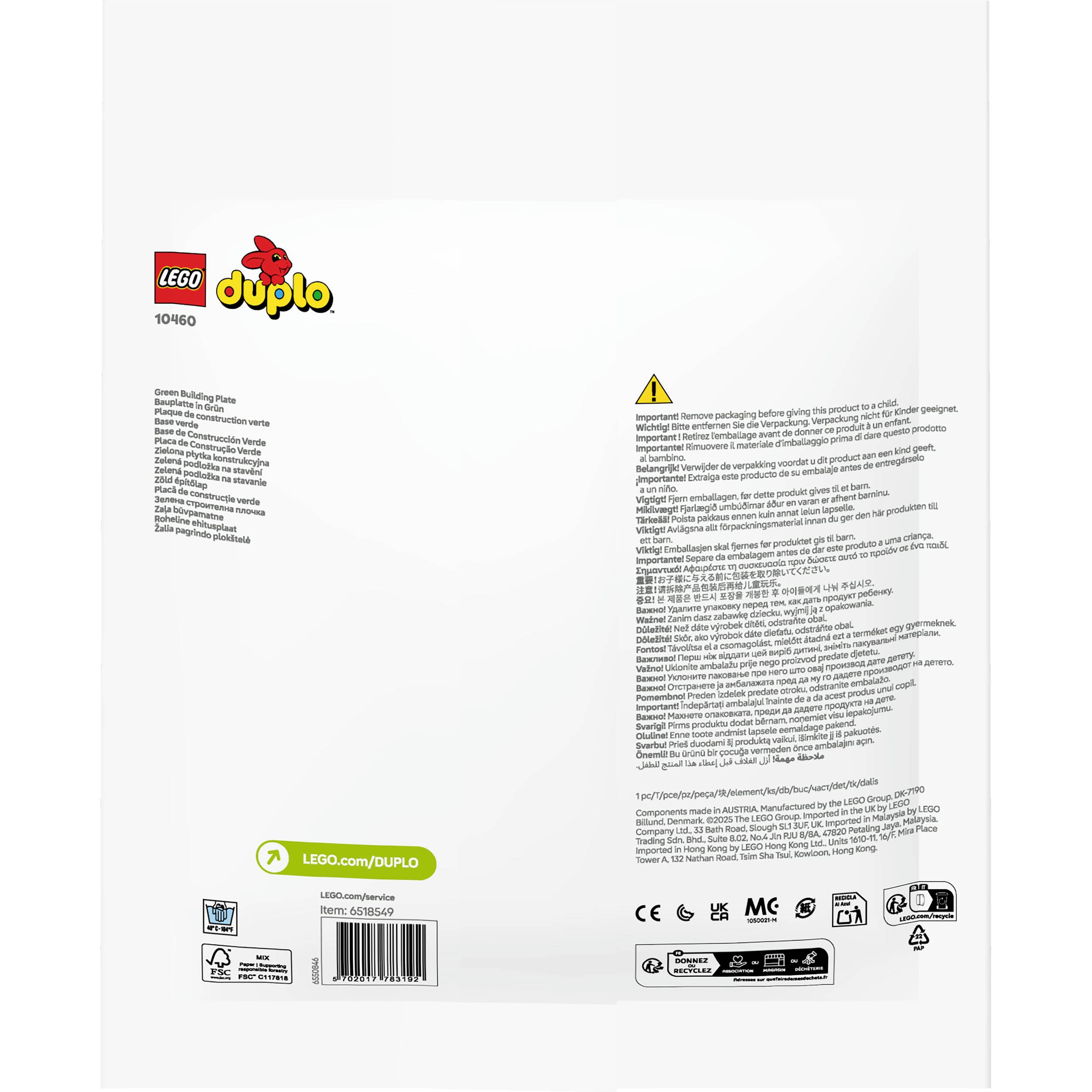 10460 LEGO® DUPLO® Plaque de construction verte