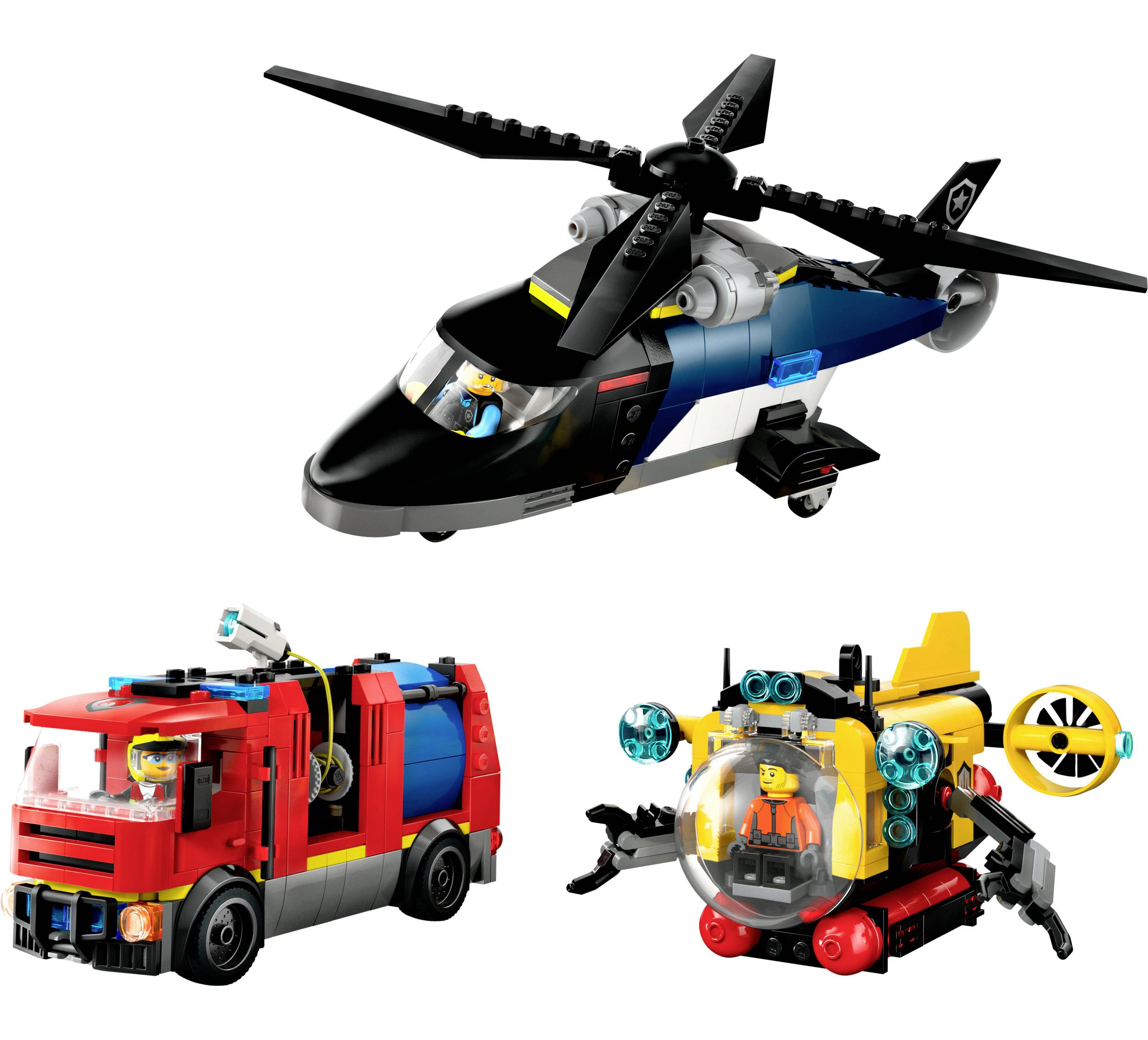 60462 LEGO® CITY SET combiné avec hélicoptère, voiture d'incendie et sous-marin