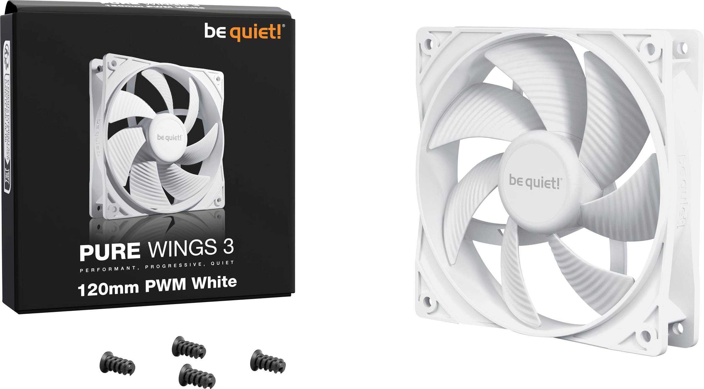 BeQuiet PURE WINGS 3 White 120mm PWM Ventilateur pour PC blanc (l x H x P) 120 x 25 x 120 mm