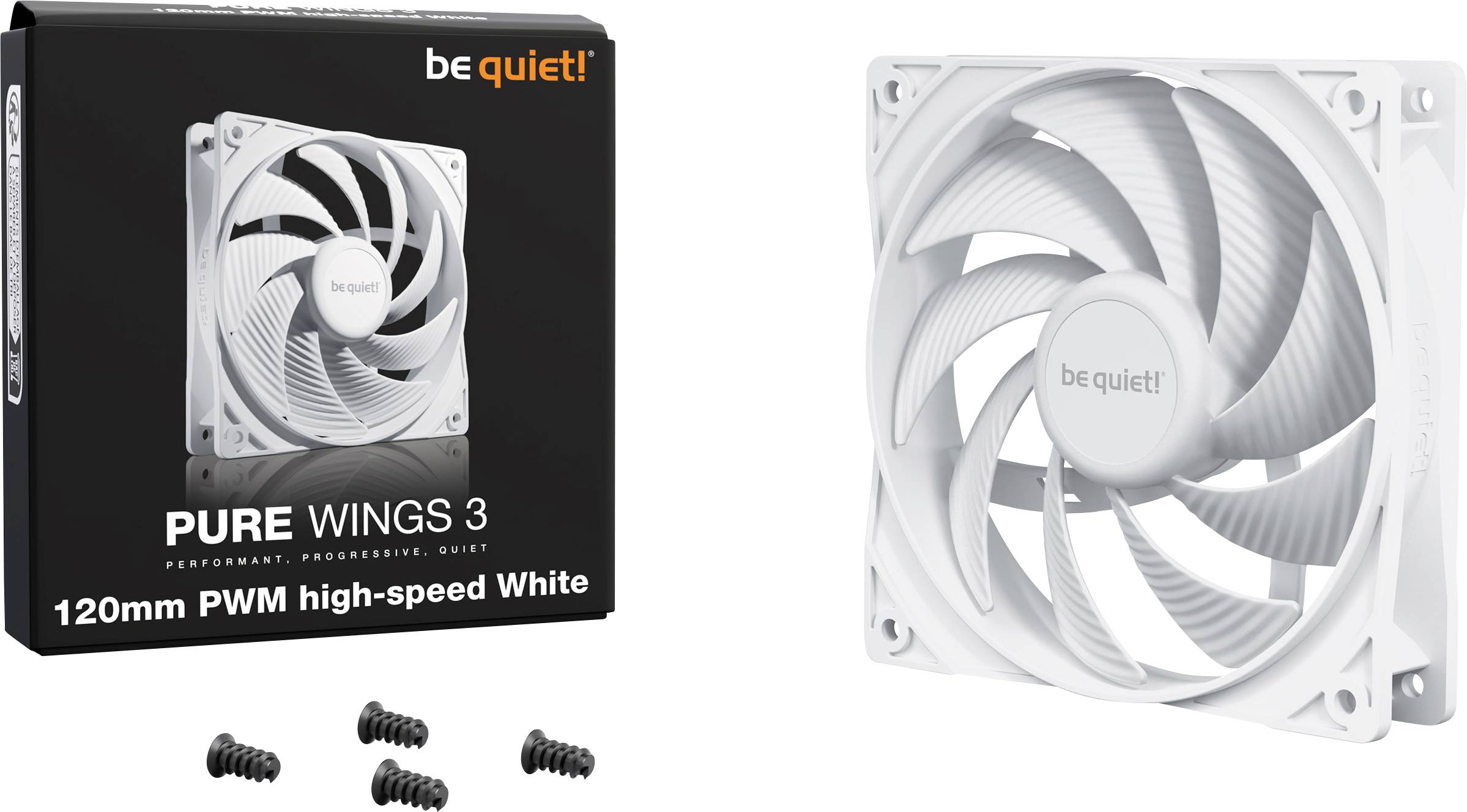 BeQuiet PURE WINGS 3 White 120mm PWM high-speed Ventilateur pour PC blanc (l x H x P) 120 x 25 x 120 mm