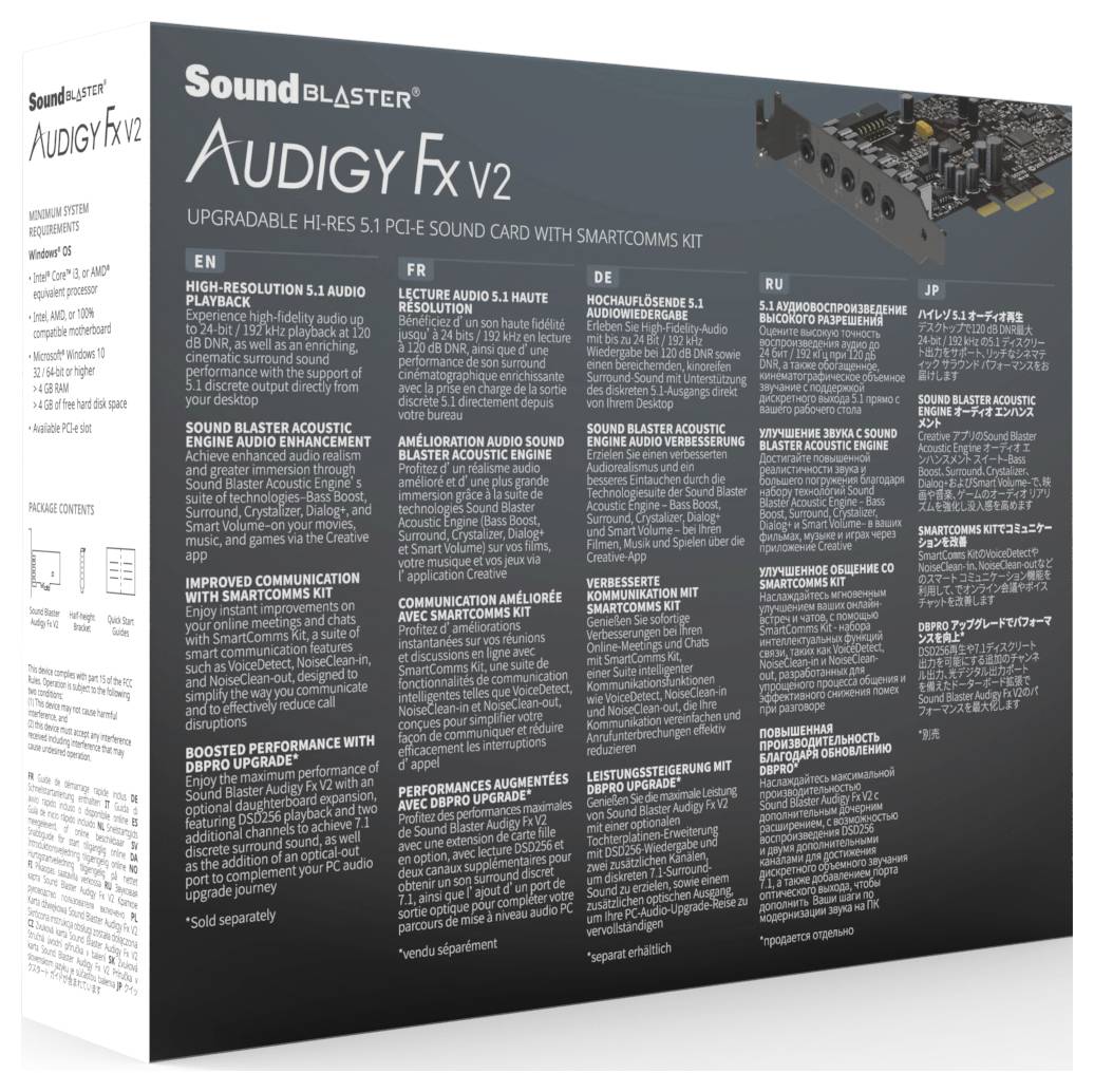 Creative Sound Blaster Audigy FX V2 DBPro Add-On 7.1 Carte son interne PCMCIA