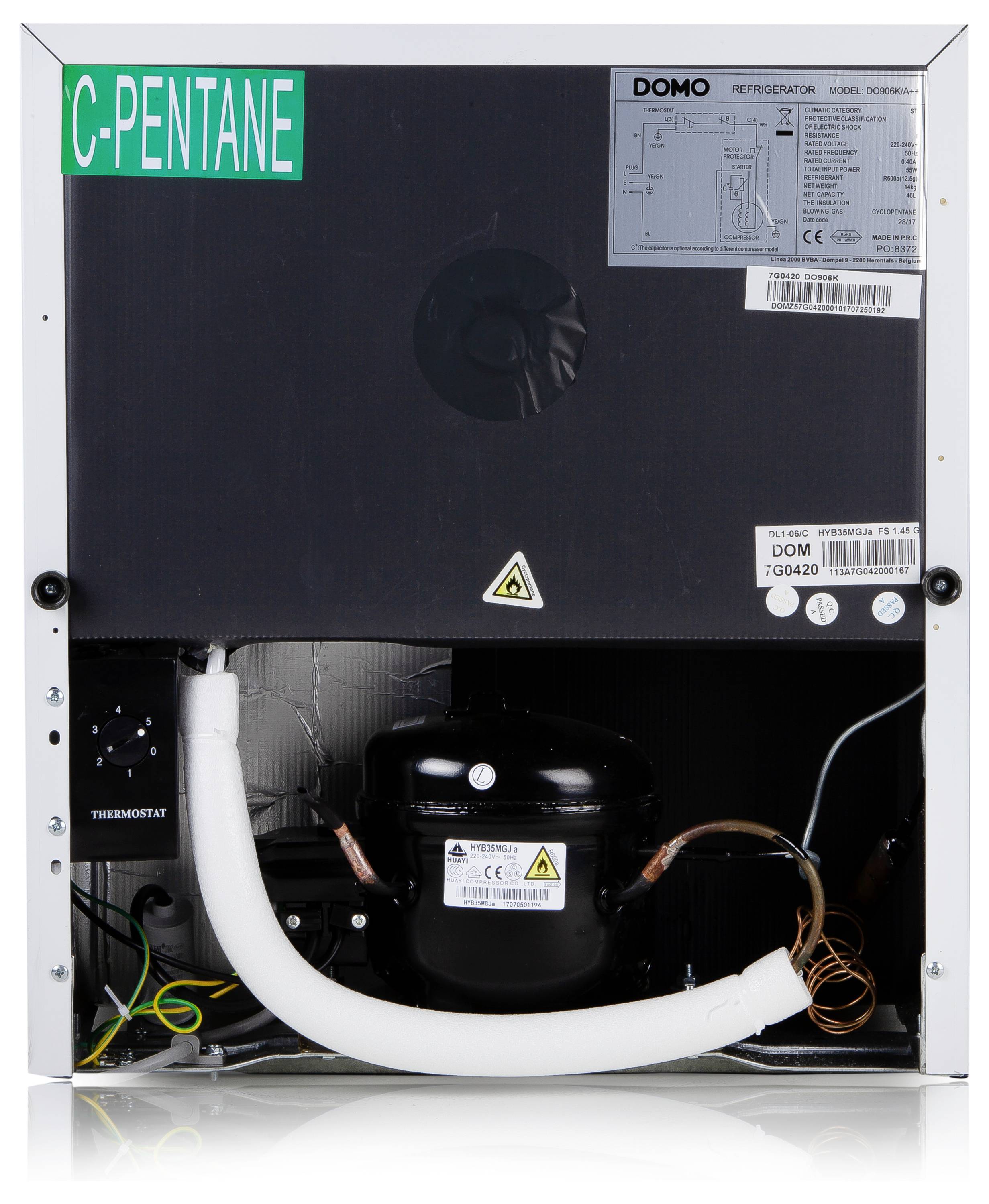 DOMO DO906K/03 Réfrigérateur CEE: E (A - G) 41 l à poser blanc