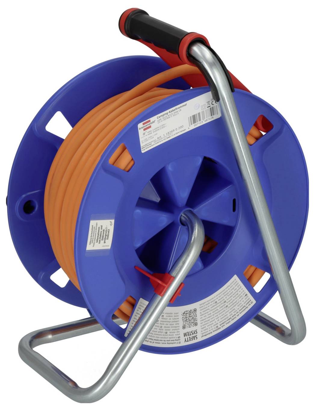 Brennenstuhl 1182690200 Enrouleur de câble 25 m orange mâle CEE 16 A 3 pôles