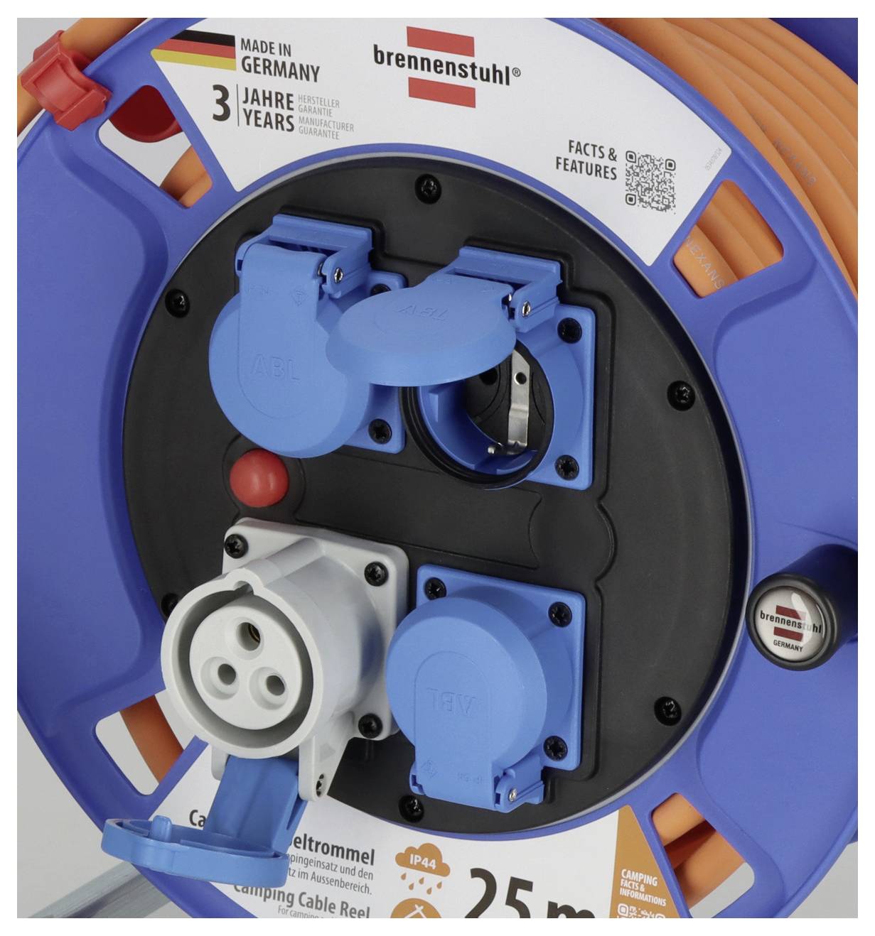 Brennenstuhl 1182690200 Enrouleur de câble 25 m orange mâle CEE 16 A 3 pôles