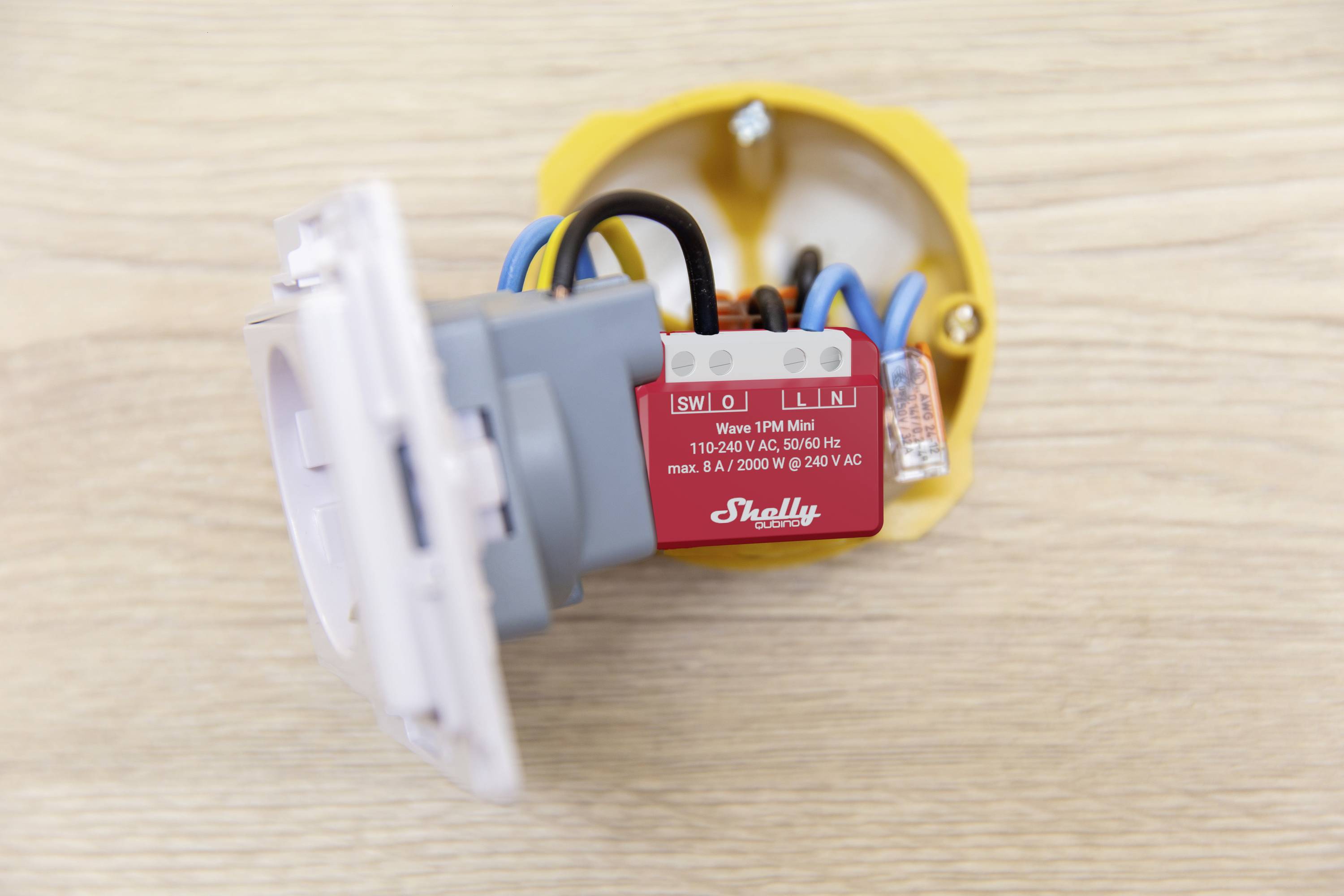 Shelly Qubino Wave 1PM Mini Actionneur de mesure de commutateur Z-Wave