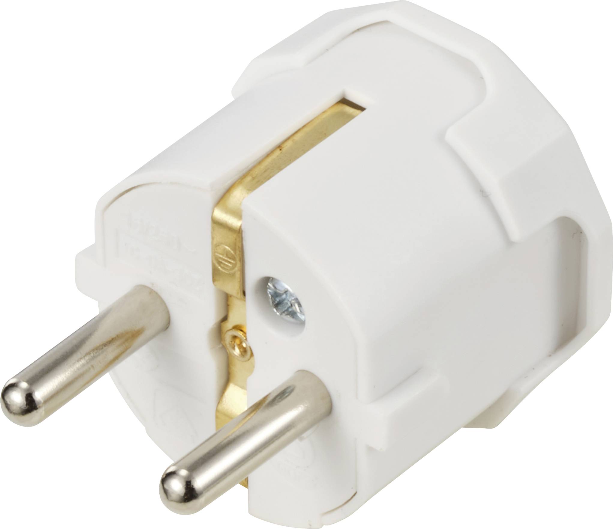 Adaptateurs secteur blancs européens à deux broches rondes, les plus couramment utilisés en Europe pour connecter des appareils électriques.