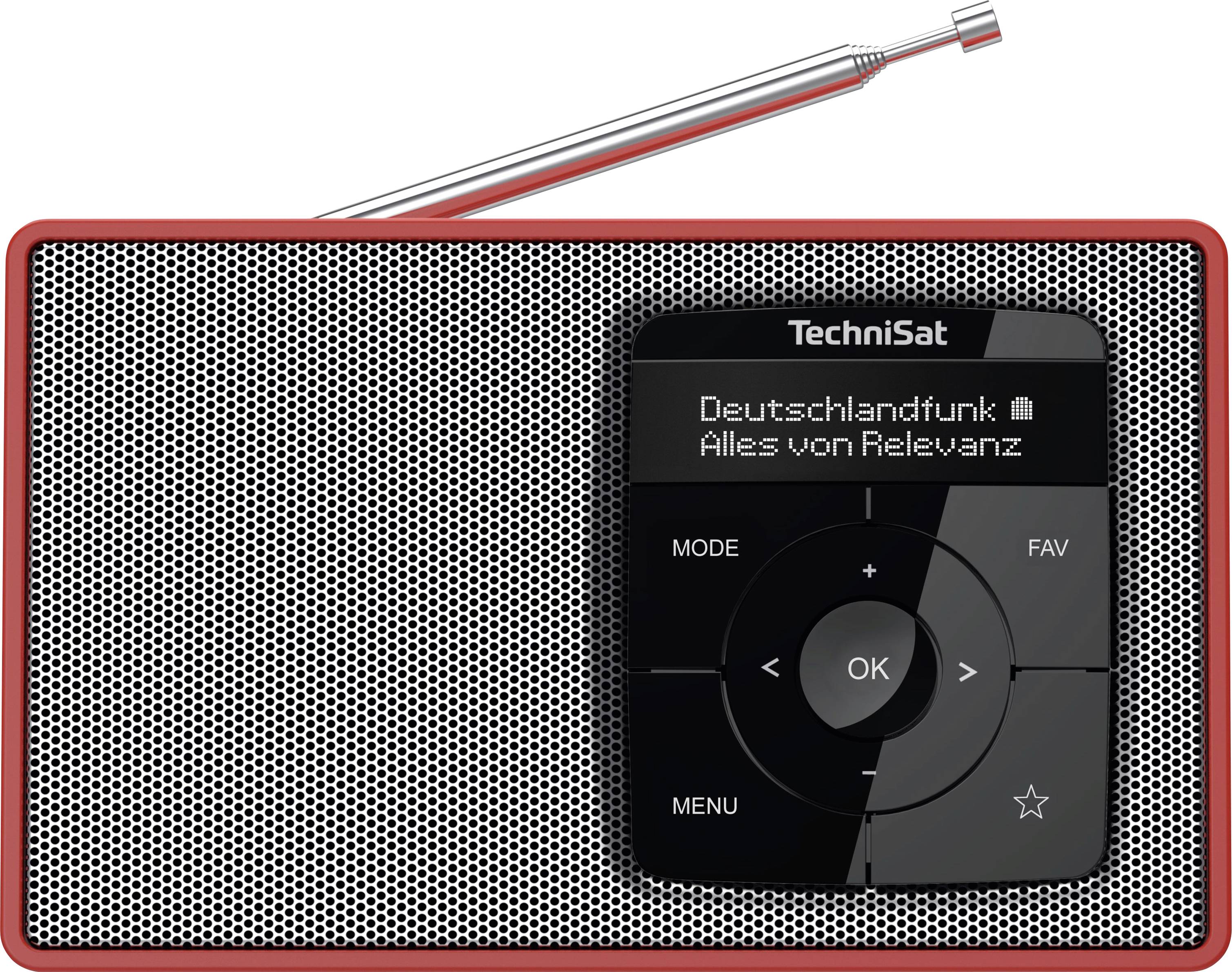 TechniSat DIGITRADIO 2 Radio de table DAB+, FM DAB+, FM, Bluetooth fonction réveil rouge-argent