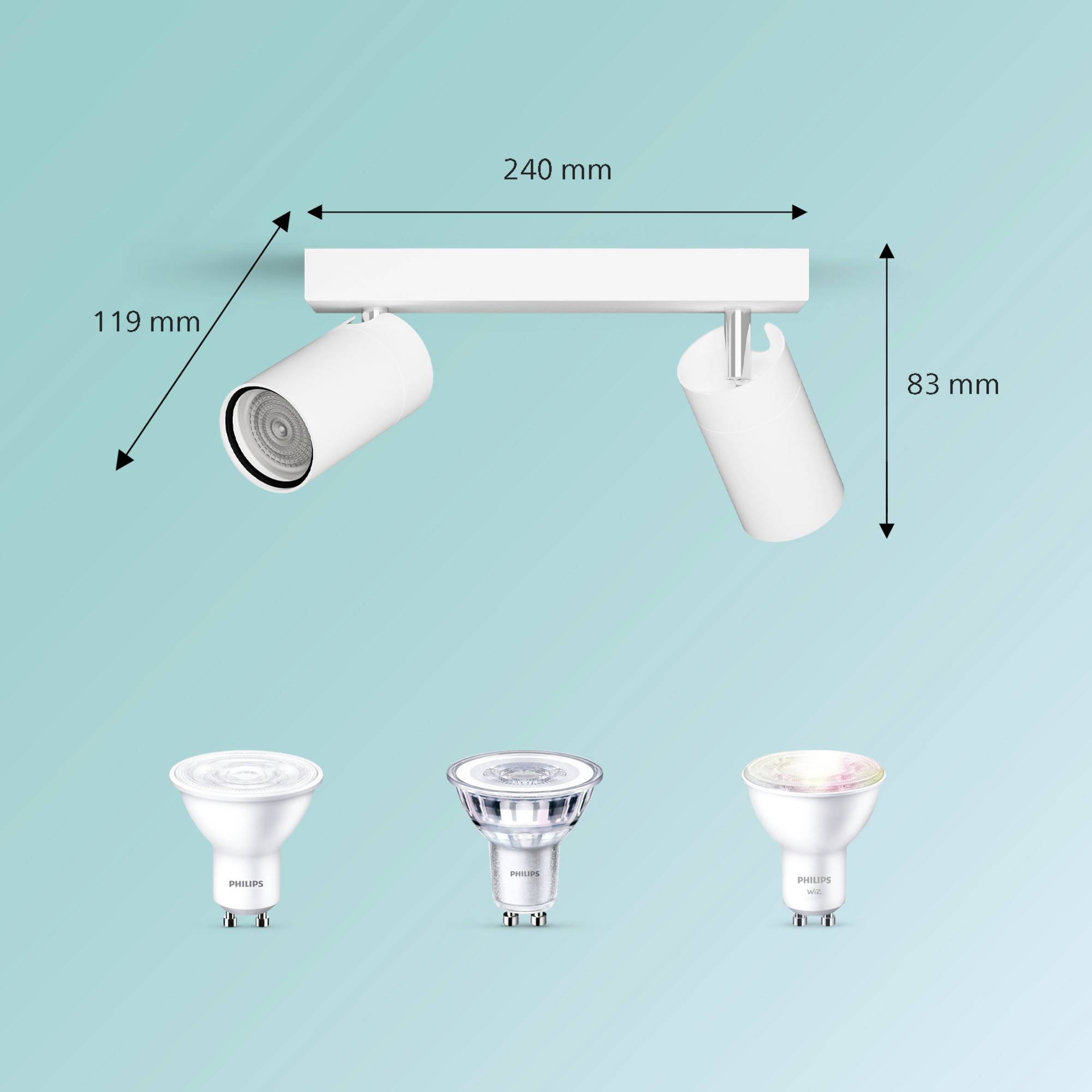 Philips Idris 8720169299092 Spot de plafond GU10 blanc