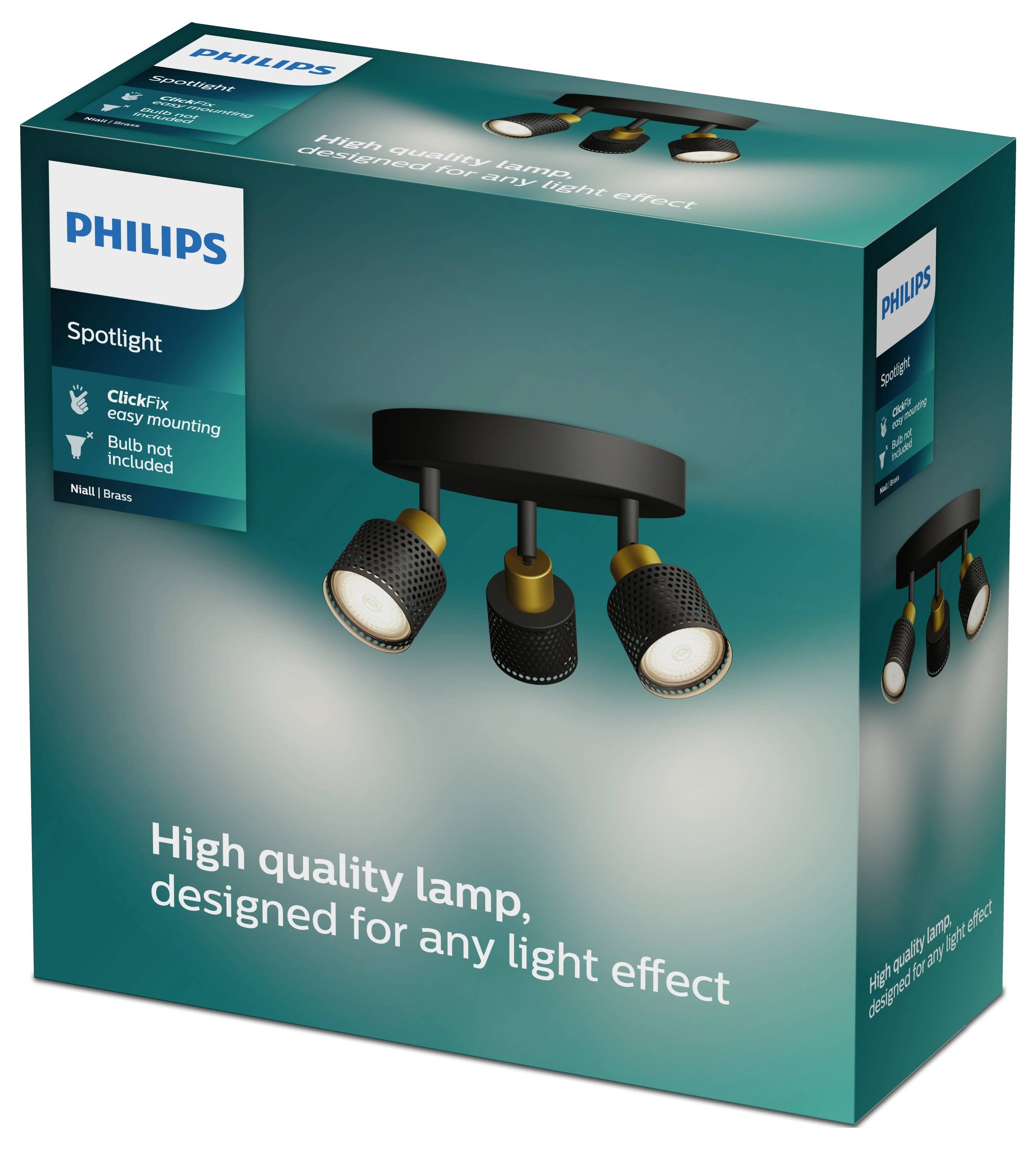 Philips Niall 8720169300156 Spot de plafond GU10 noir, or