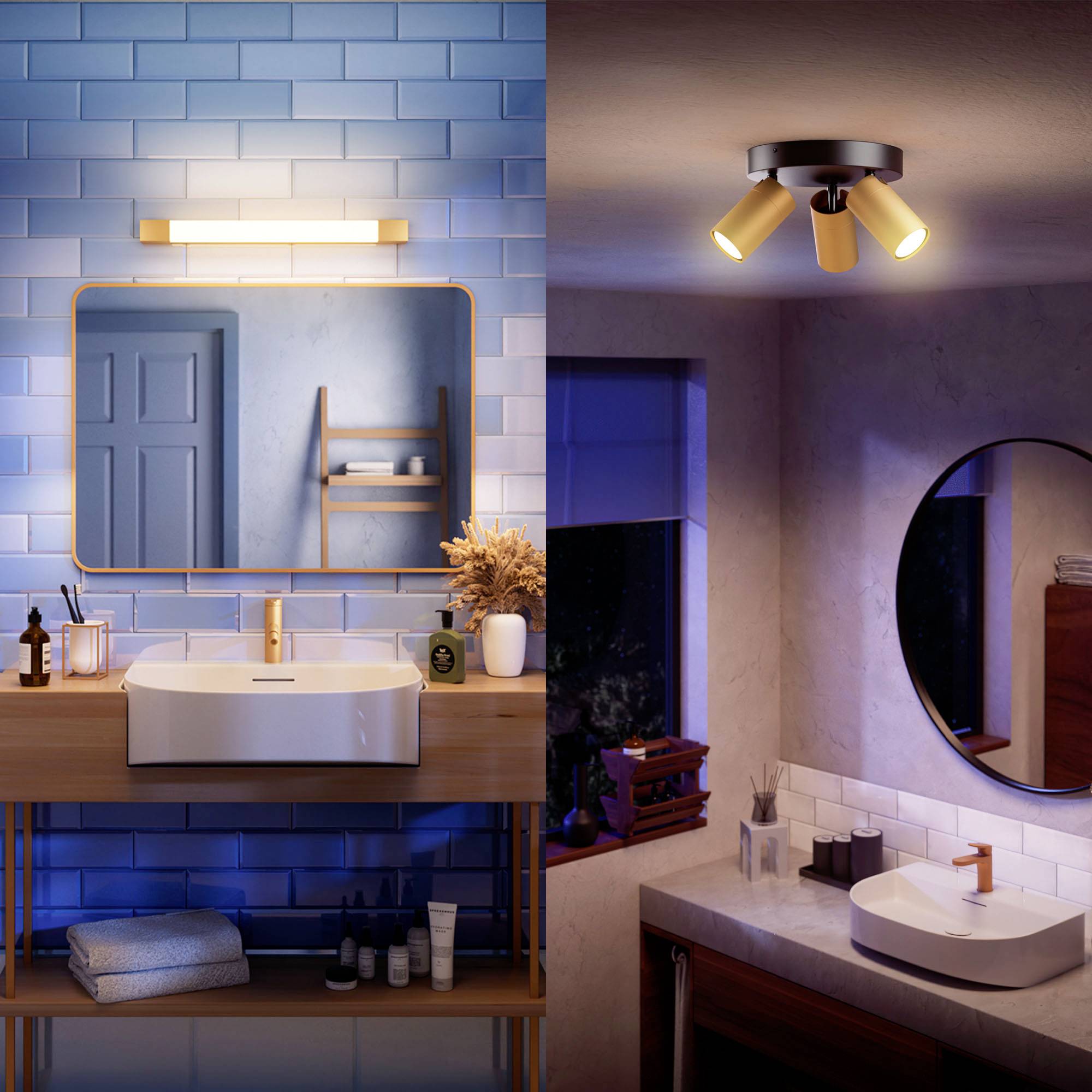 Philips Rover 8720169299375 Plafonnier LED pour salle de bain 5 W blanc chaud or