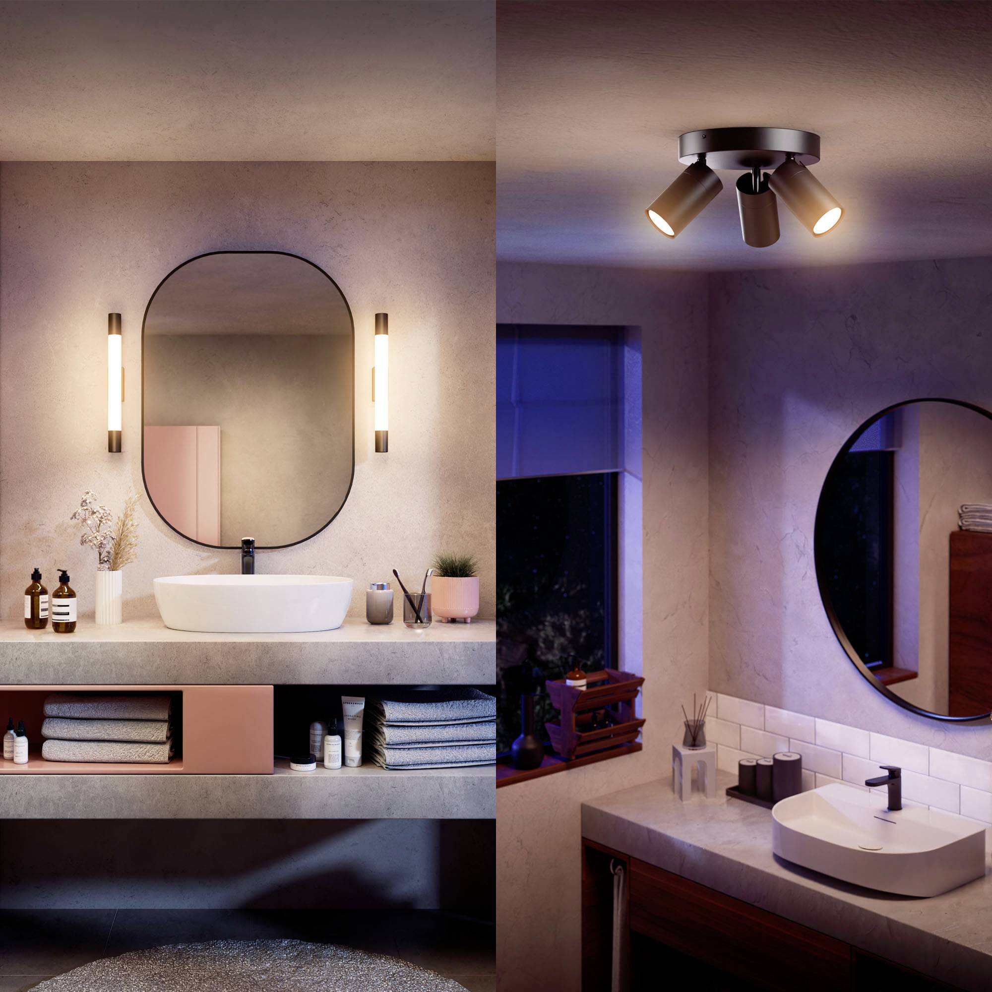 Philips Rover 8720169300217 Plafonnier LED pour salle de bain 10 W blanc chaud noir