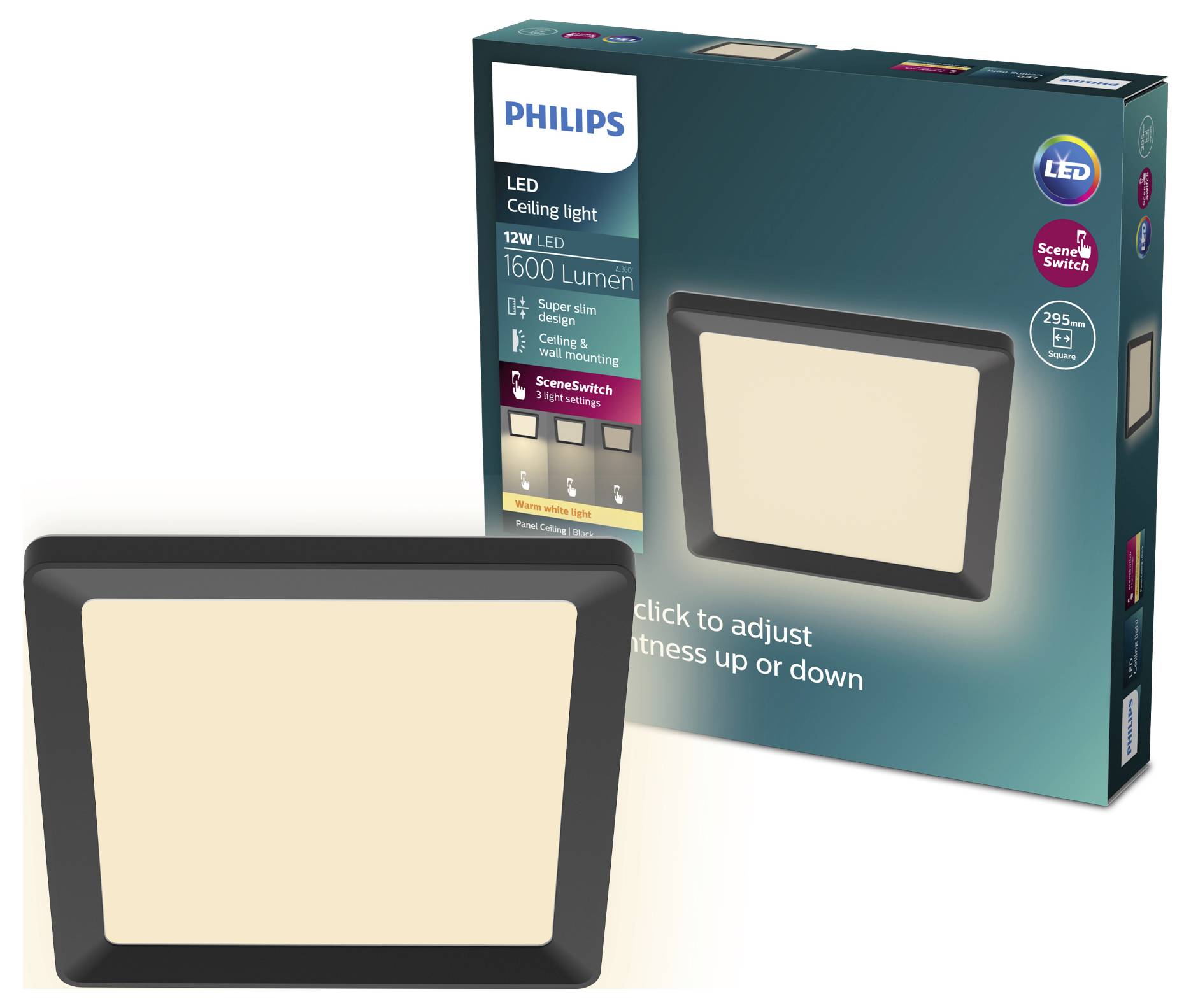 Philips SceneSwitch 8720169347915 Panneau à LED 12 W blanc chaud noir