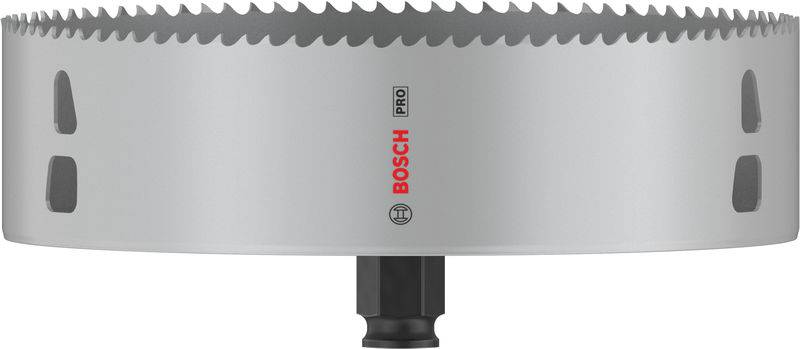 Lame de scie à métaux avec bord dentelé et inscription 'Bosch Pro' en rouge. Adaptée pour une coupe précise dans les matériaux métalliques.