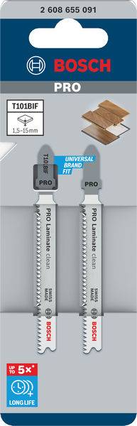 Bosch Accessories 2608655091 Lame de scie sauteuse PRO Laminate clean T101BIF, 83 mm, 2 pcs. 2 pc(s)