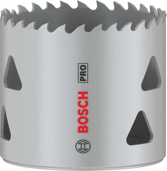 Foret de scie en argent avec un bord dentelé, logo rouge 'Bosch Pro' au centre.