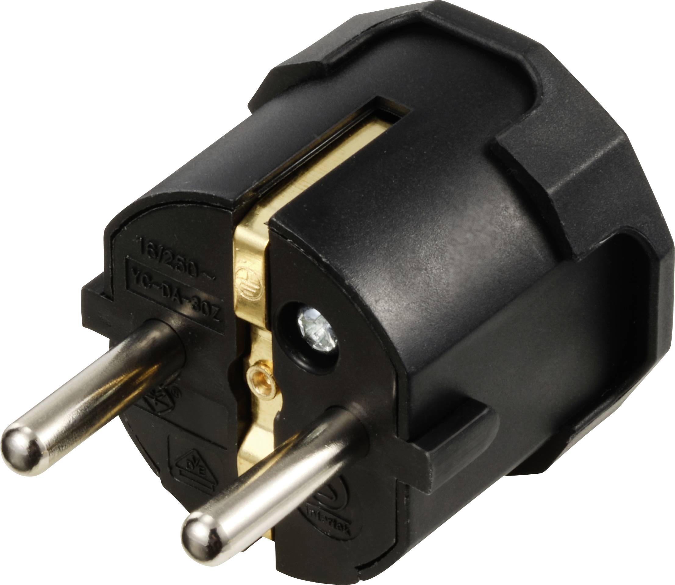 Sygonix SY-6629386 Fiche électrique mâle avec terre polypropylène (PP) 250 V/AC noir