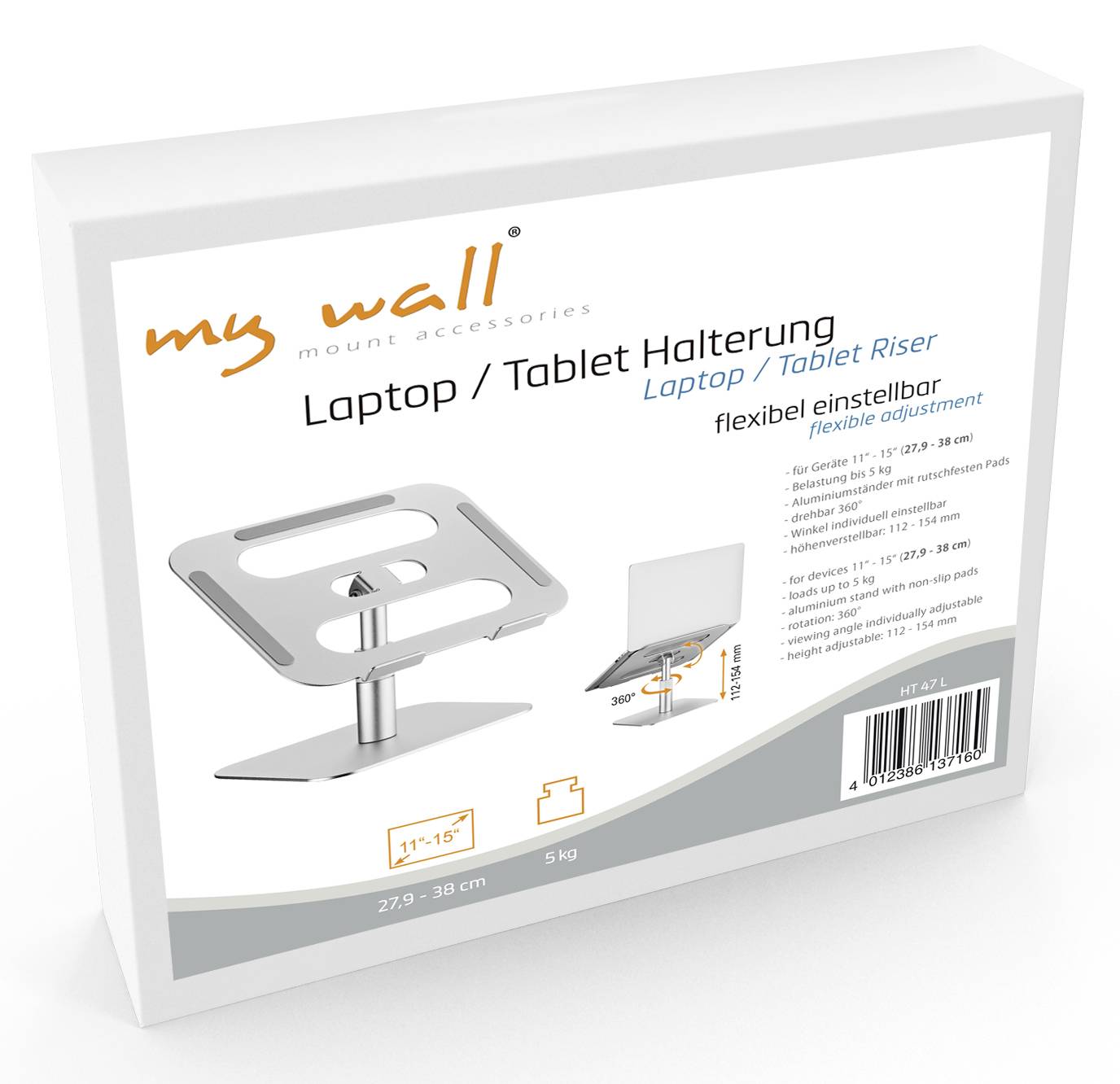 My Wall HT47L Support pour tablette Tablet, Notebook 27,9 cm (11") - 38,1 cm (15")