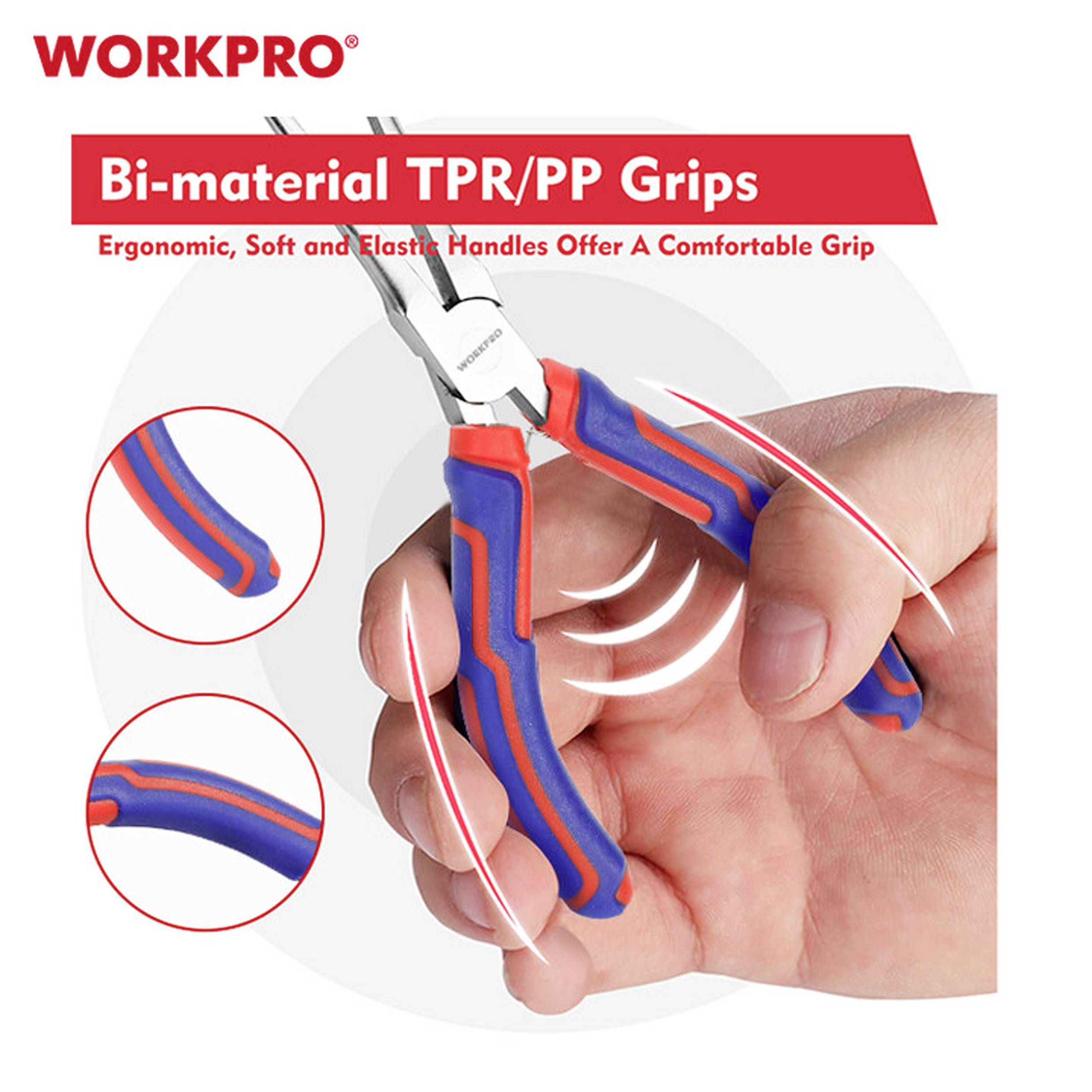 WorkPro WP231095 universel Mini-pince pointue Acier Chrome-Vanadium 110 mm