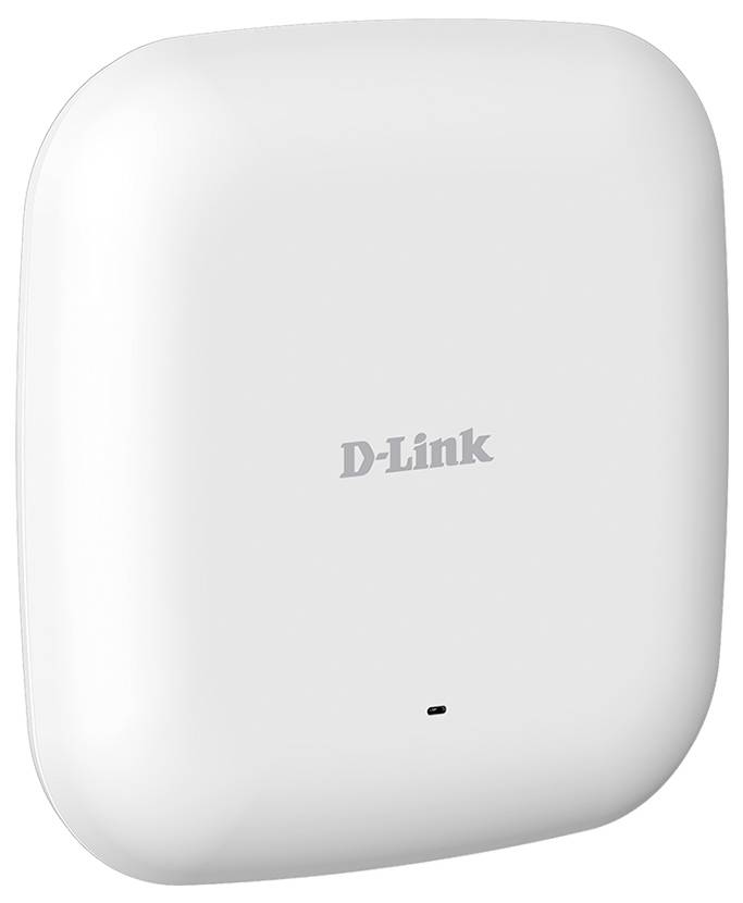 Point d'accès WLAN dans un boîtier blanc, le logo 'D-Link' est bien visible au centre. Idéal pour une installation murale ou plafonnière.