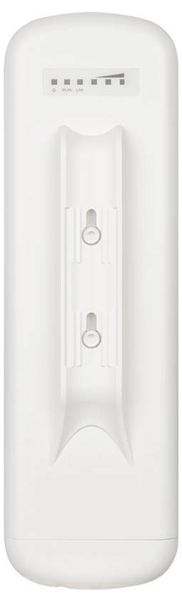 Un support en plastique blanc avec deux trous de vis pour la fixation murale. Au-dessus se trouve un rectangle comprenant plusieurs petits carrés.