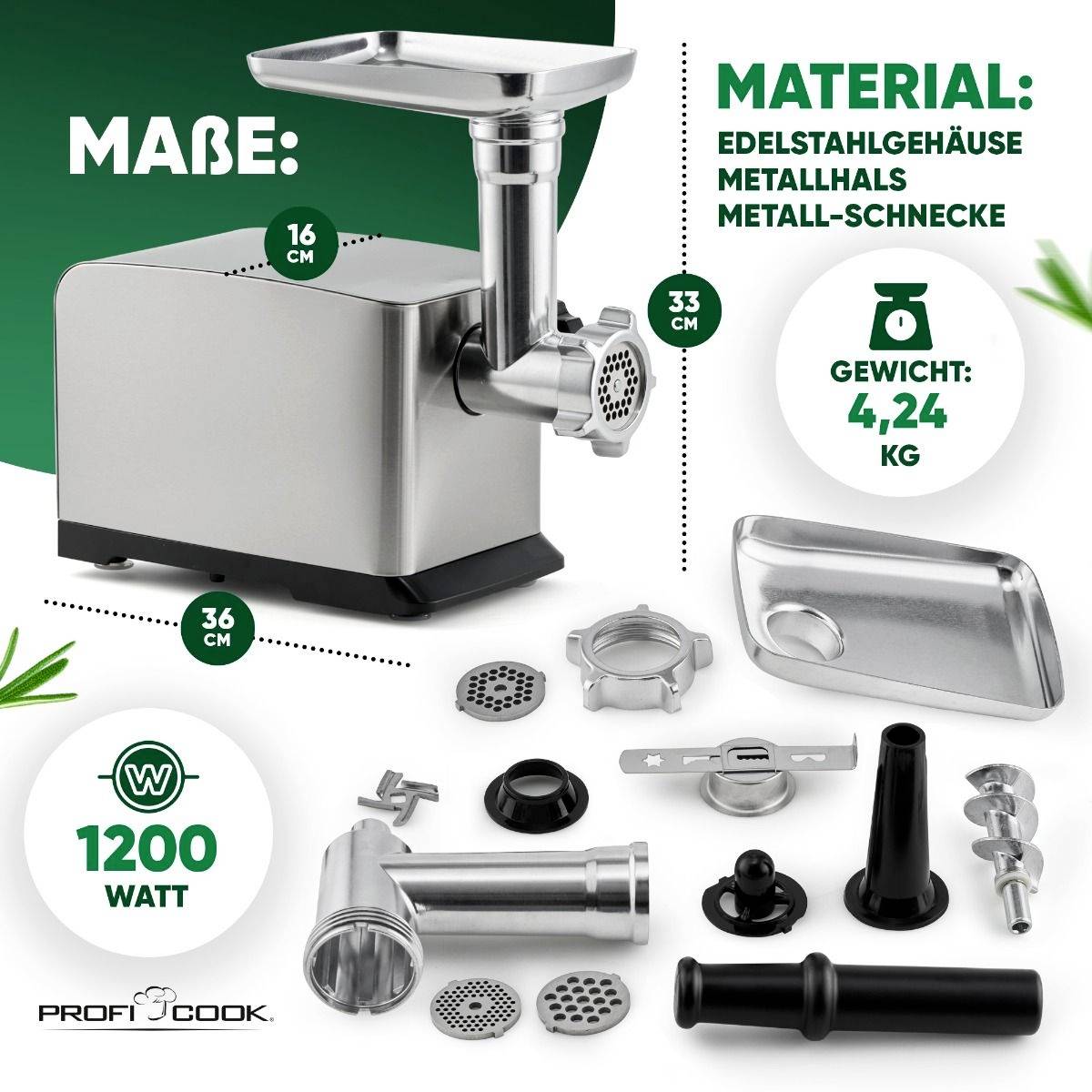 Profi Cook PC-FW 1272 501272 Hachoir à viande 1200 W