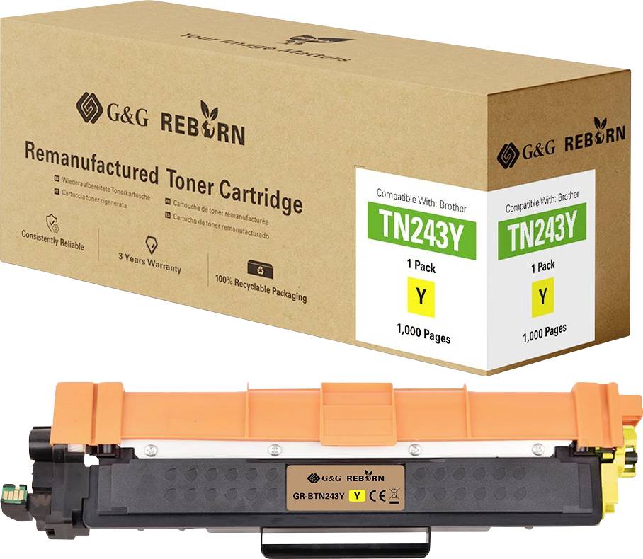 G&G Toner remplace Brother TN-243Y compatible jaune 1000 pages Reborn remanufactured 21183