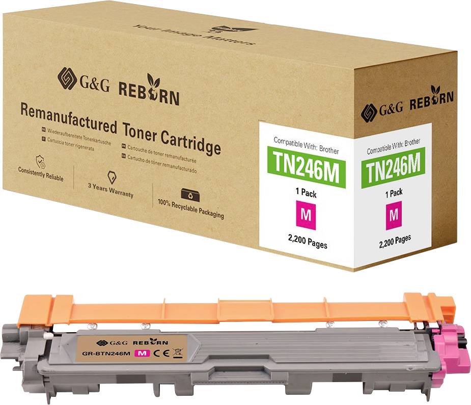 G&G Toner remplace Brother TN-246M compatible magenta 2200 pages Reborn remanufactured 21197