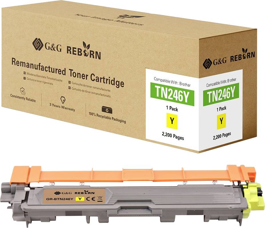 G&G Toner remplace Brother TN-246Y compatible jaune 2200 pages Reborn remanufactured 21198
