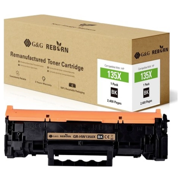 G&G Toner remplace HP 135X compatible noir 2400 pages Reborn remanufactured 21256 G&G Toner remplace HP 135X compatible noir 2400 pages Reborn remanufactured 21256