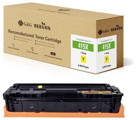 G&G Toner remplace HP 415X compatible jaune 6000 pages Reborn remanufactured 21275
