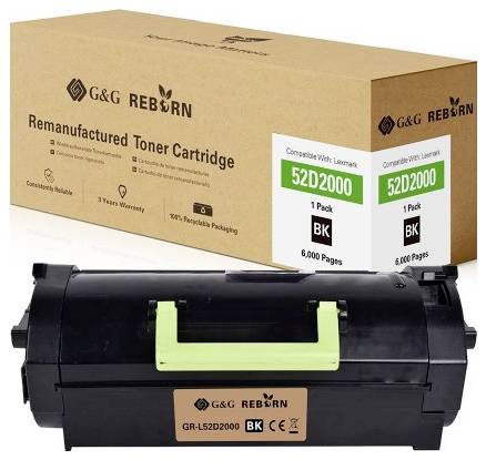 G&G Toner remplace Lexmark 522 compatible noir 6000 pages Reborn remanufactured 21309