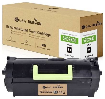 G&G Toner remplace Lexmark 522X compatible noir 45000 pages Reborn remanufactured 21310