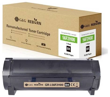 G&G Toner remplace Lexmark 56F2H00 compatible noir 15000 pages Reborn remanufactured 21312