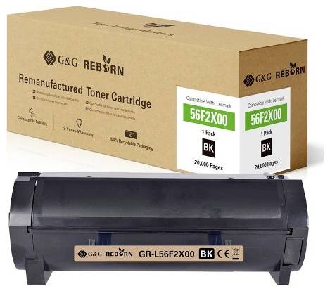 G&G Toner remplace Lexmark 56F2U00 compatible noir 20000 pages Reborn remanufactured 21314