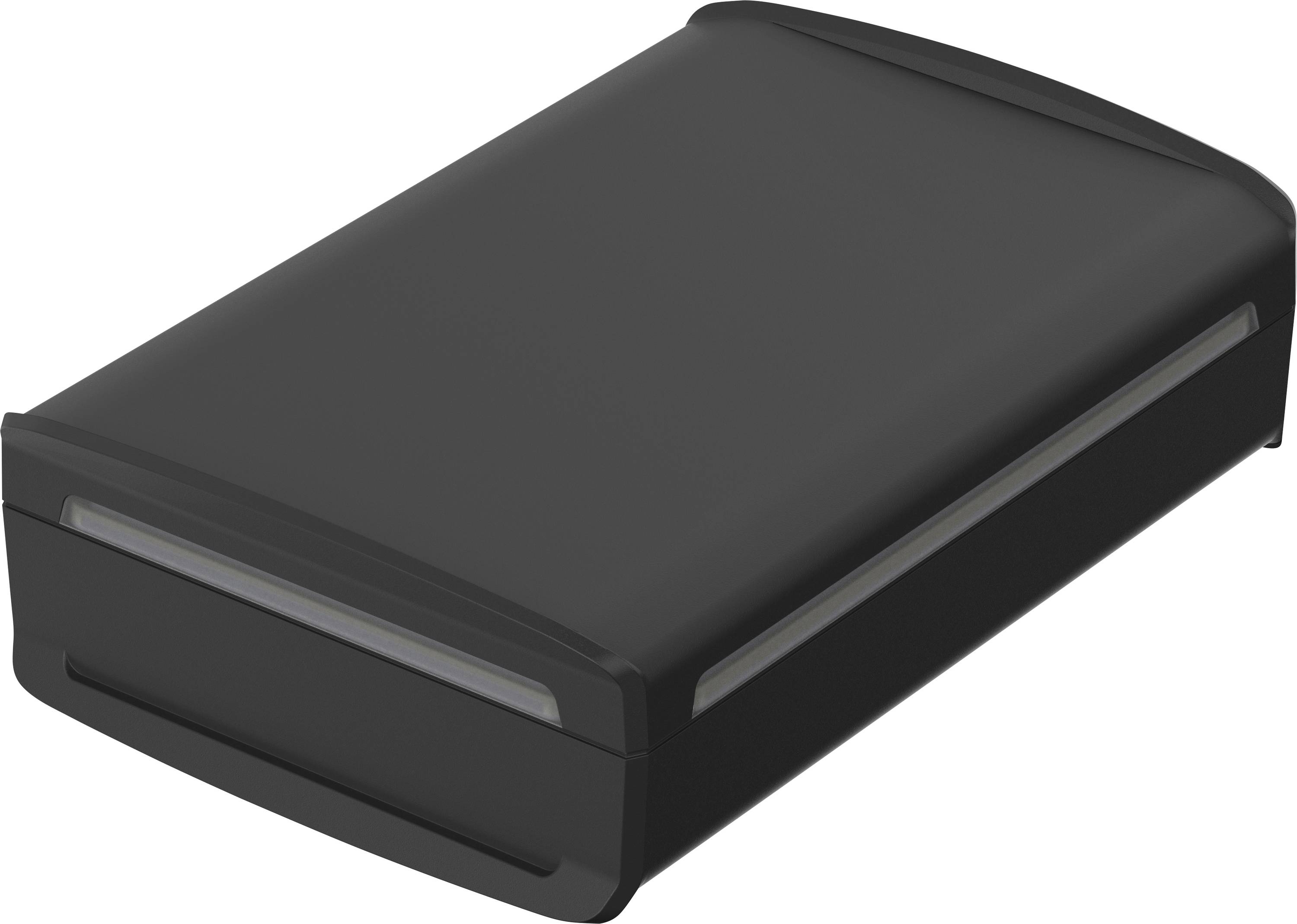 Scanner noir rectangulaire aux angles arrondis, adapté pour un usage de bureau et domestique.
