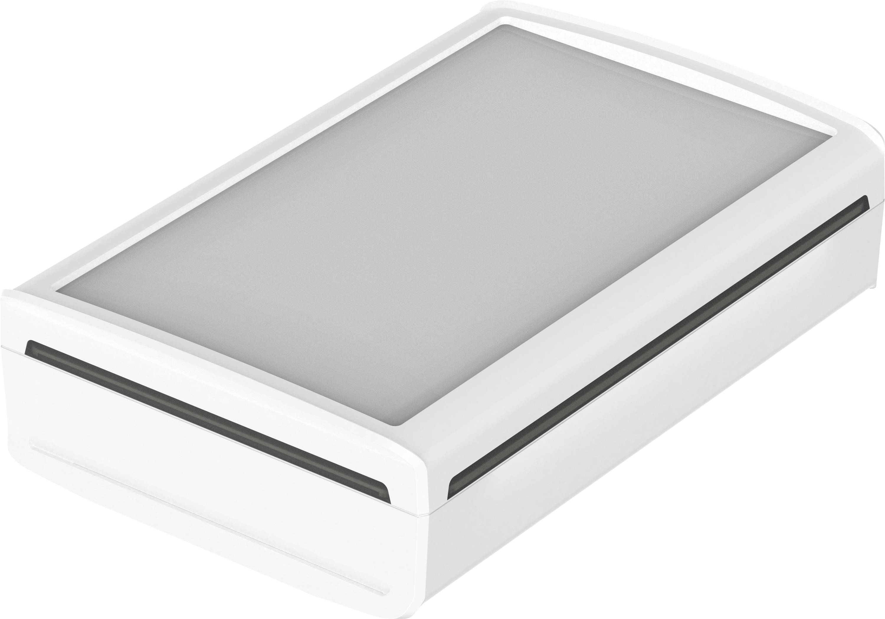 Boîte de désinfection UV-C blanche rectangulaire aux angles arrondis, adaptée à la désinfection de petits objets.