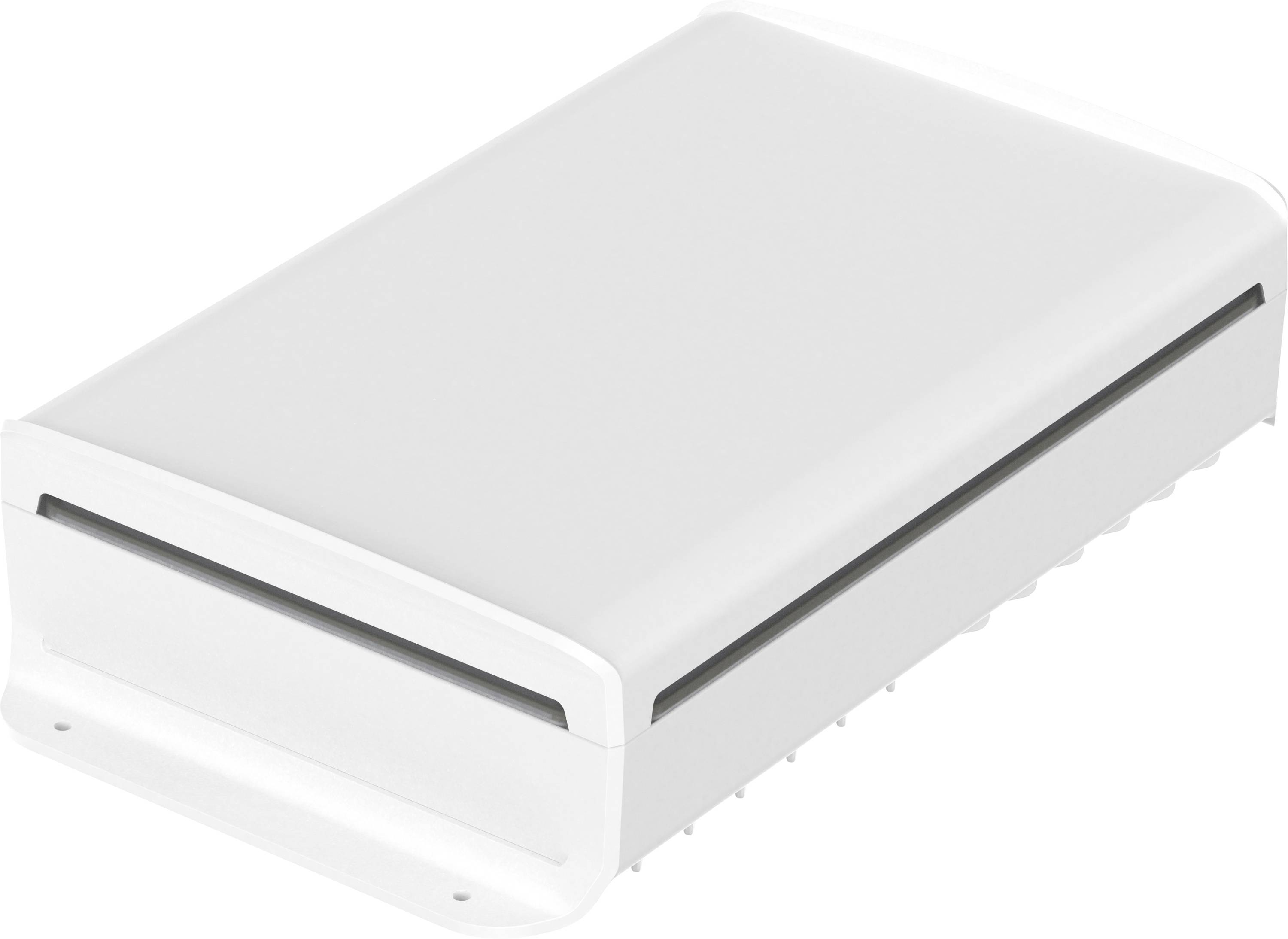 Appareil rectangulaire blanc aux coins arrondis, doté d'une fine fente sur le dessus, probablement un scanner.